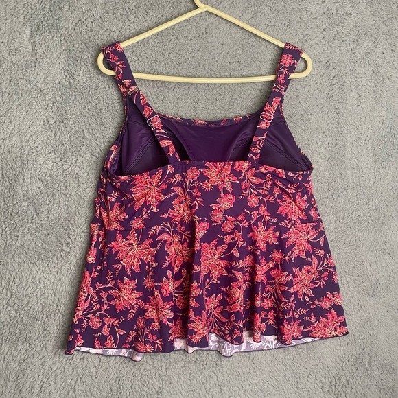 NWT Lands end tankini top swimsuit wide straps tropical vacation resortwear 1X - Picture 6 of 11